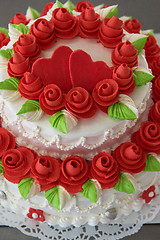 Image showing wedding cake with flowers