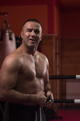 Image showing portrait of muscular professional kickboxer