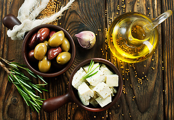 Image showing cheese and olives