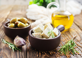 Image showing cheese and olives