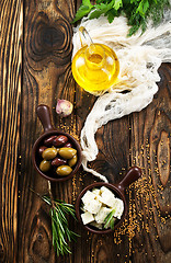 Image showing cheese and olives