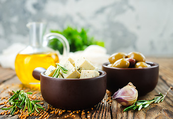 Image showing cheese and olives