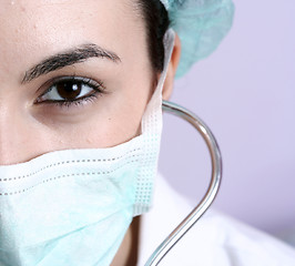 Image showing Young doctor with stethoscope.