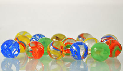 Image showing close up of a bunch of marbles