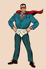 Image showing Funny businessman superhero in shorts