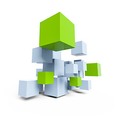 Image showing blue and green cubes construction