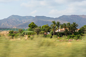 Image showing Panoramic view to the mountains in motion