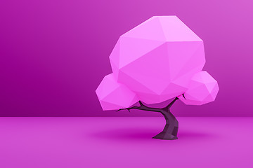 Image showing a pink low poly tree background