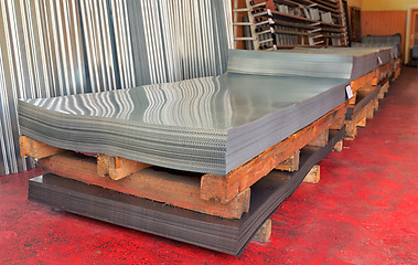 Image showing  Cold steel coils in warehouse