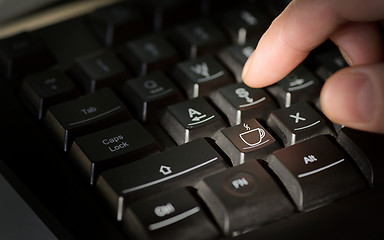 Image showing Coffee sign on computer keyboard