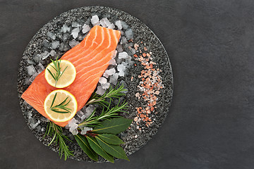 Image showing Fresh Salmon on Crushed Ice