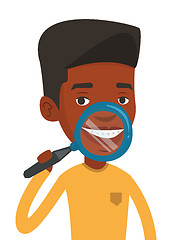 Image showing Man examining his teeth vector illustration.