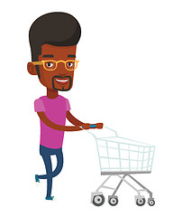 Image showing Customer running with shopping trolley.