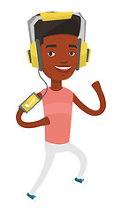 Image showing Man running with earphones and smartphone.