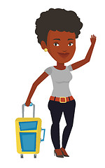 Image showing Young woman hitchhiking vector illustration.