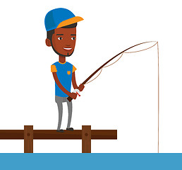 Image showing Man fishing on jetty vector illustration.