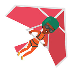 Image showing Woman flying on hang-glider vector illustration.