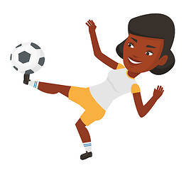 Image showing Soccer player kicking ball vector illustration.