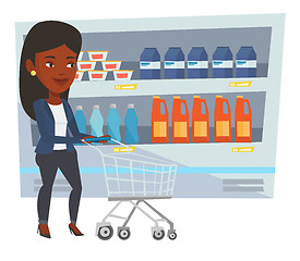 Image showing Customer with shopping cart vector illustration.