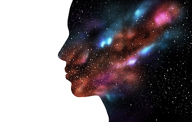 Image showing double exposure woman and galaxy