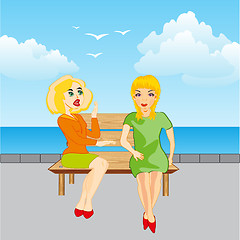 Image showing Girls on bench