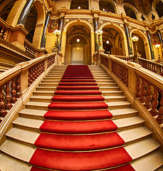 Image showing stairs with red carpet