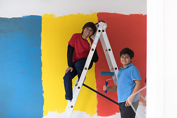 Image showing boys painting wall