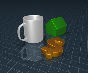 Image showing mug, dollar symbol and house model