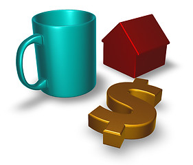 Image showing mug, dollar symbol and house model