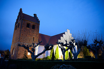 Image showing Sollerod church at night in 2016