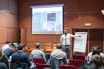 Image showing Businessman Giving Talk at Business Meeting.