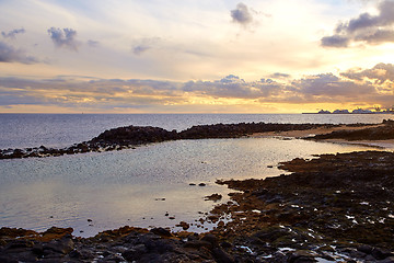 Image showing Night view of Costa Teguise beach 