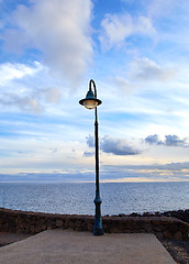 Image showing lonely lantern on the walking way