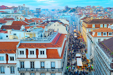 Image showing Crowd, Old Town street, Lisbon