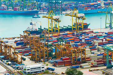 Image showing Loading ship. Singapore industrial port