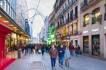 Image showing Madrid shopping street, Spain