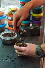 Image showing Shisha hookah preparing by barman.