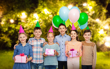 Image showing happy children with gifts at birthday party