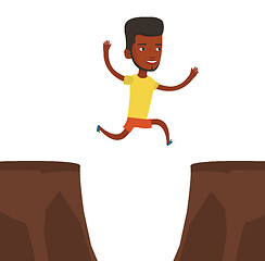 Image showing Sportsman jumping over cliff vector illustration