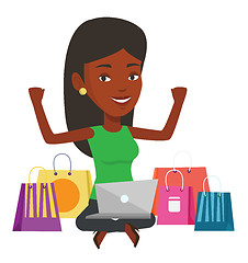 Image showing Woman shopping online vector illustration.