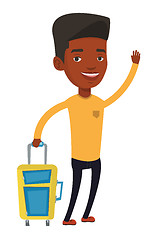 Image showing Young man hitchhiking vector illustration.