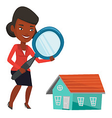 Image showing Woman looking for house vector illustration.