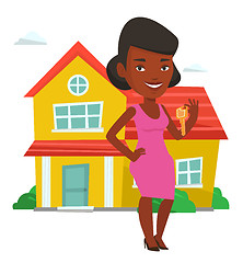 Image showing Real estate agent with key vector illustration.