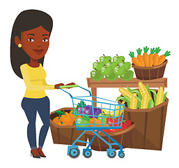 Image showing Customer with shopping cart vector illustration.