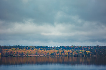 Image showing Autumn trees with reflection