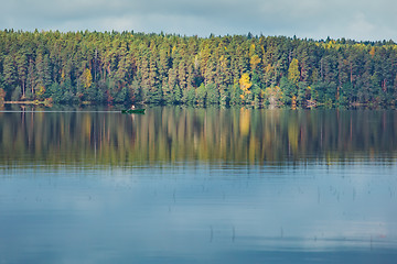 Image showing Autumn trees with reflection