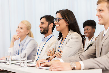 Image showing happy business team at international conference