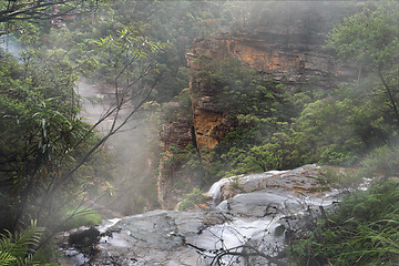 Image showing Flowing over the ledge at Wentworth Falls