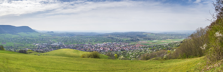 Image showing panoramic view to Owen from the Castle Teck Germany