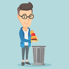 Image showing Man throwing junk food vector illustration.